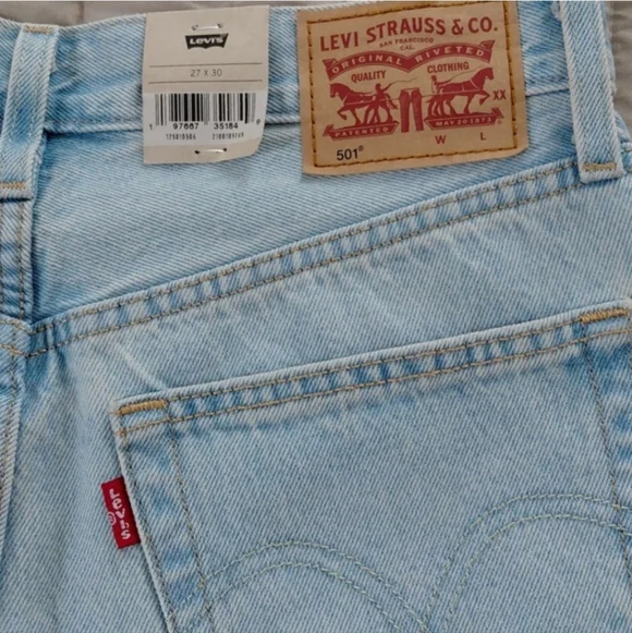 Levi's 501 Ripped High Waist Straight Leg Jeans NWT SZ 27 - Picture 8 of 12